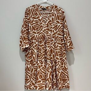 Rachel Zoe V neck zebra print tiered dress Size S